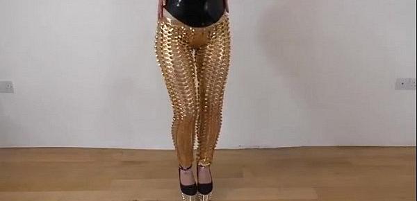  Sexy Liquid Gold Leggings Fetish